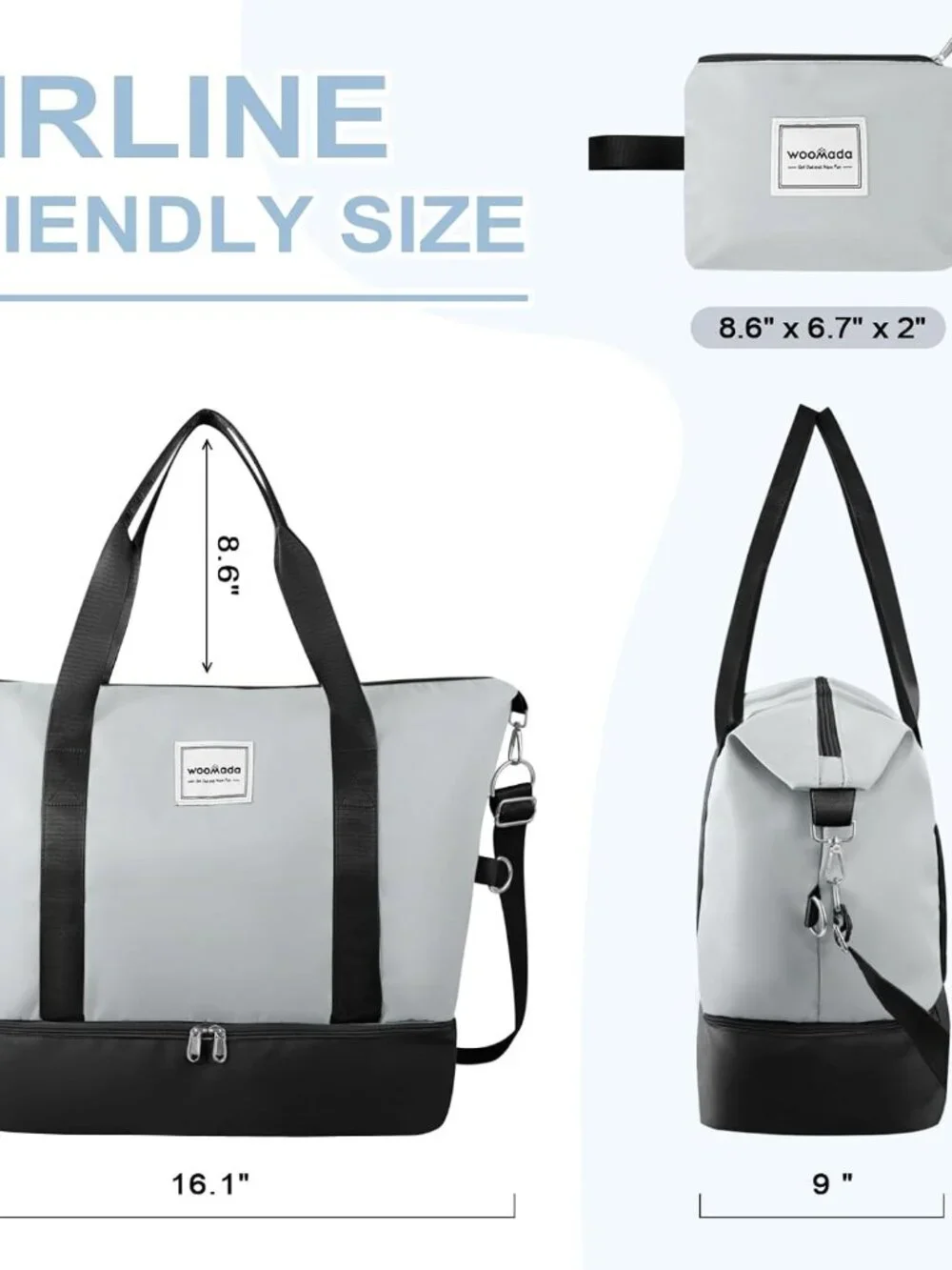 Weekender Bag for Women Travel,Overnight Bag with Shoe Compartment,Personal Item - Picture 3 of 6
